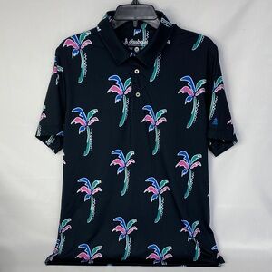 Chubbies Men's Black Havana Night Performance Tropical Palm Tree Polo Size M